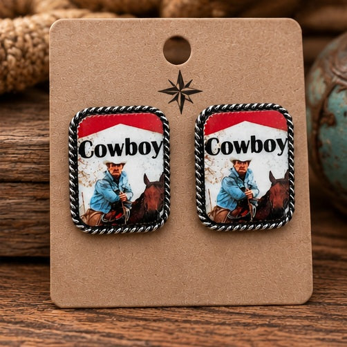 Vintage Cowboy Cigarette Stud Earrings | Western Statement