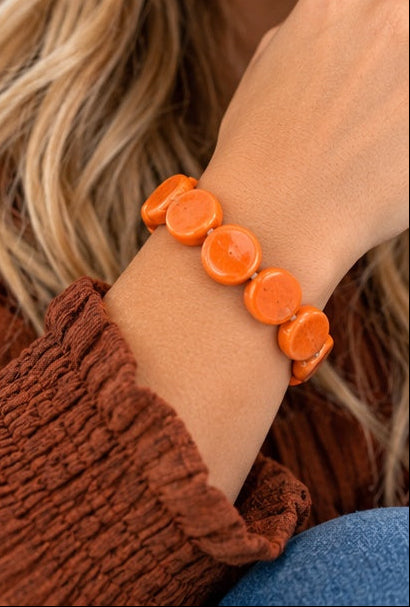 Orange Crush Beaded Stretch Bracelet | Choose Your Style