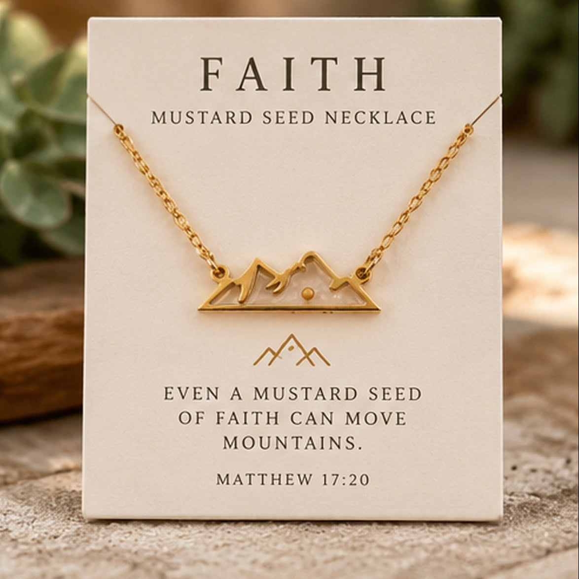 Gold Mustard Seed Mountain Necklace | Faith-Inspired Jewelry