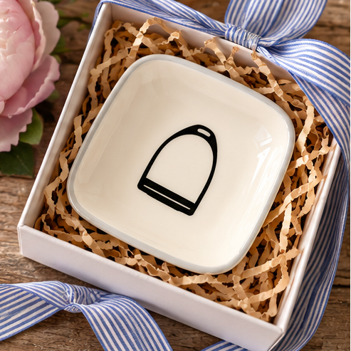 Equestrian Stirrup Ceramic Trinket Dish – Ivory White