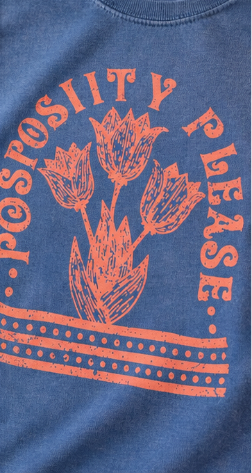 Positivity Please Vintage-Washed Floral Graphic Tee