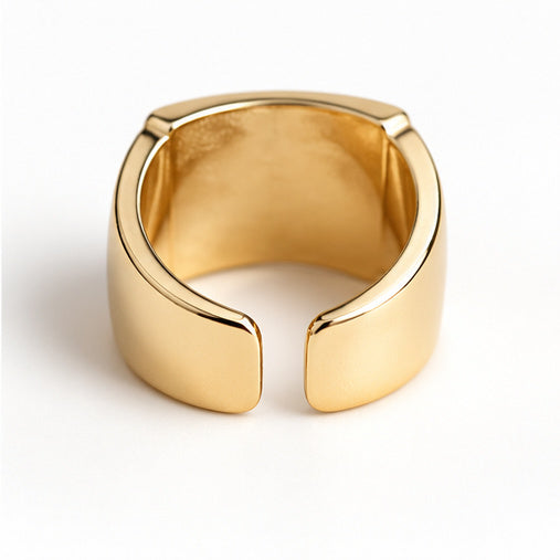 Gold Pavé Square Statement Ring | Adjustable
