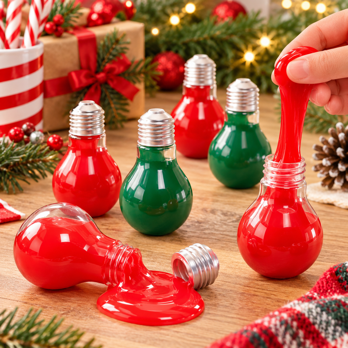 Christmas Light Bulb Slime — Red & Green Stocking Stuffer