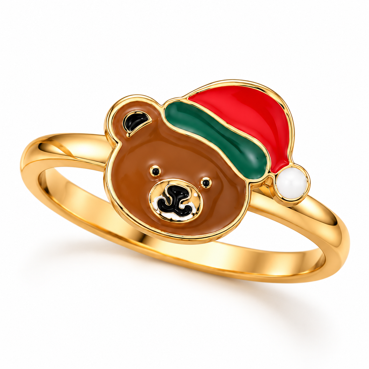 Christmas Bow & Teddy Bear 3-Piece Stackable Ring Set