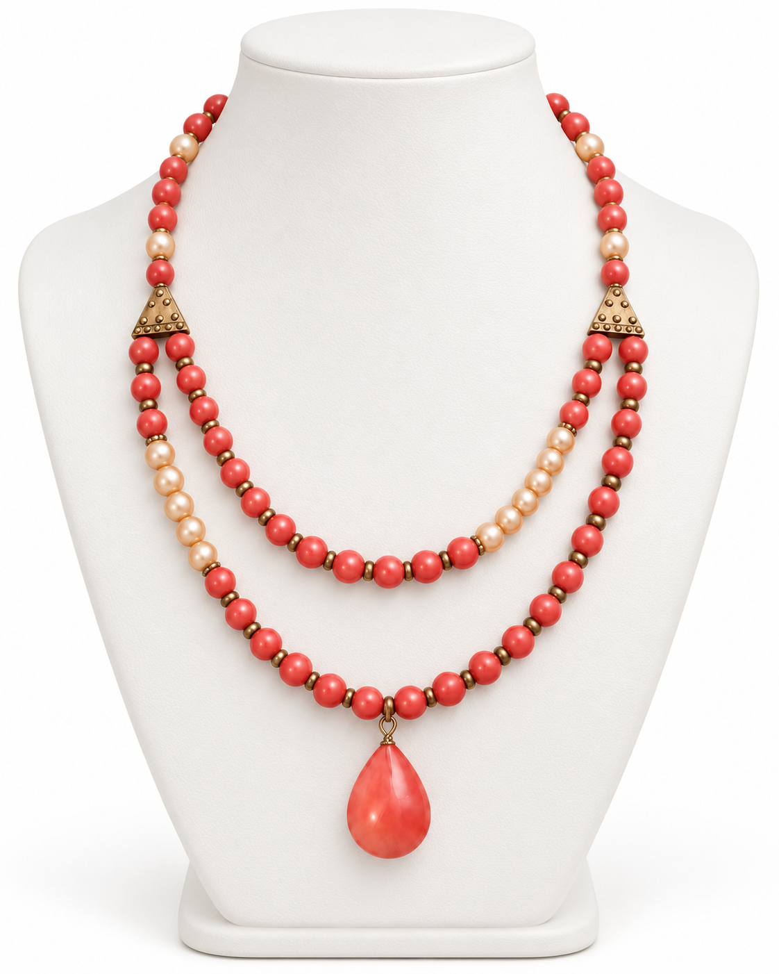 Layered Rose Quartz & Pearl Accent Necklace