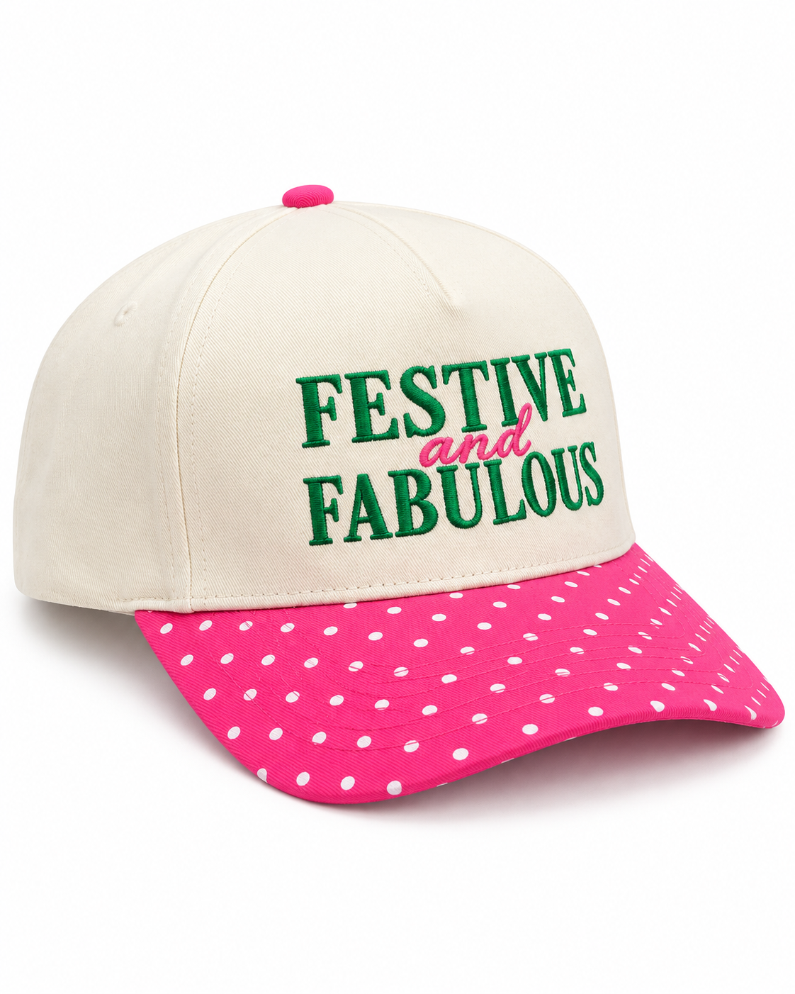 Festive and Fabulous Pink Polka Dot Christmas Snapback Hat