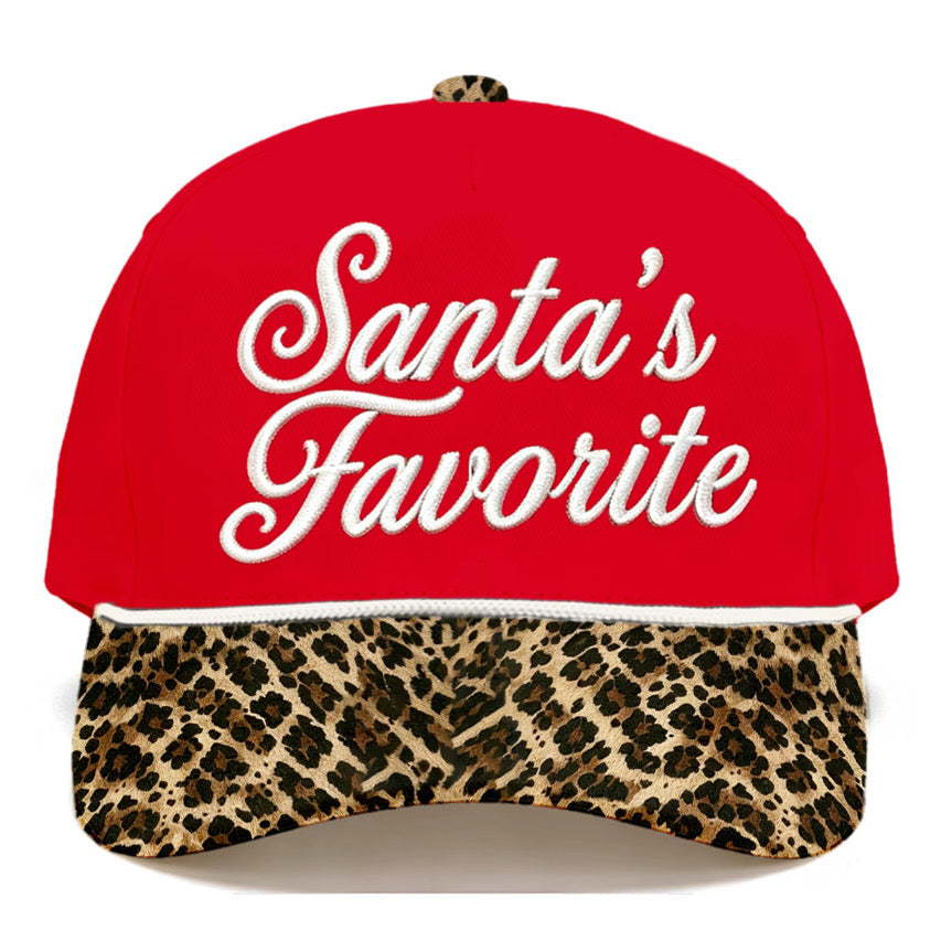 Santa's Favorite Leopard Print Christmas Trucker Hat