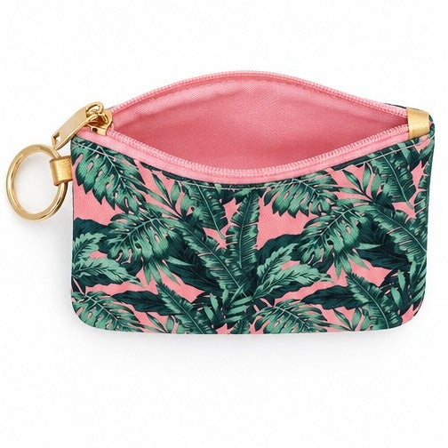 Pink Palms ID Holder Keychain With Lanyard