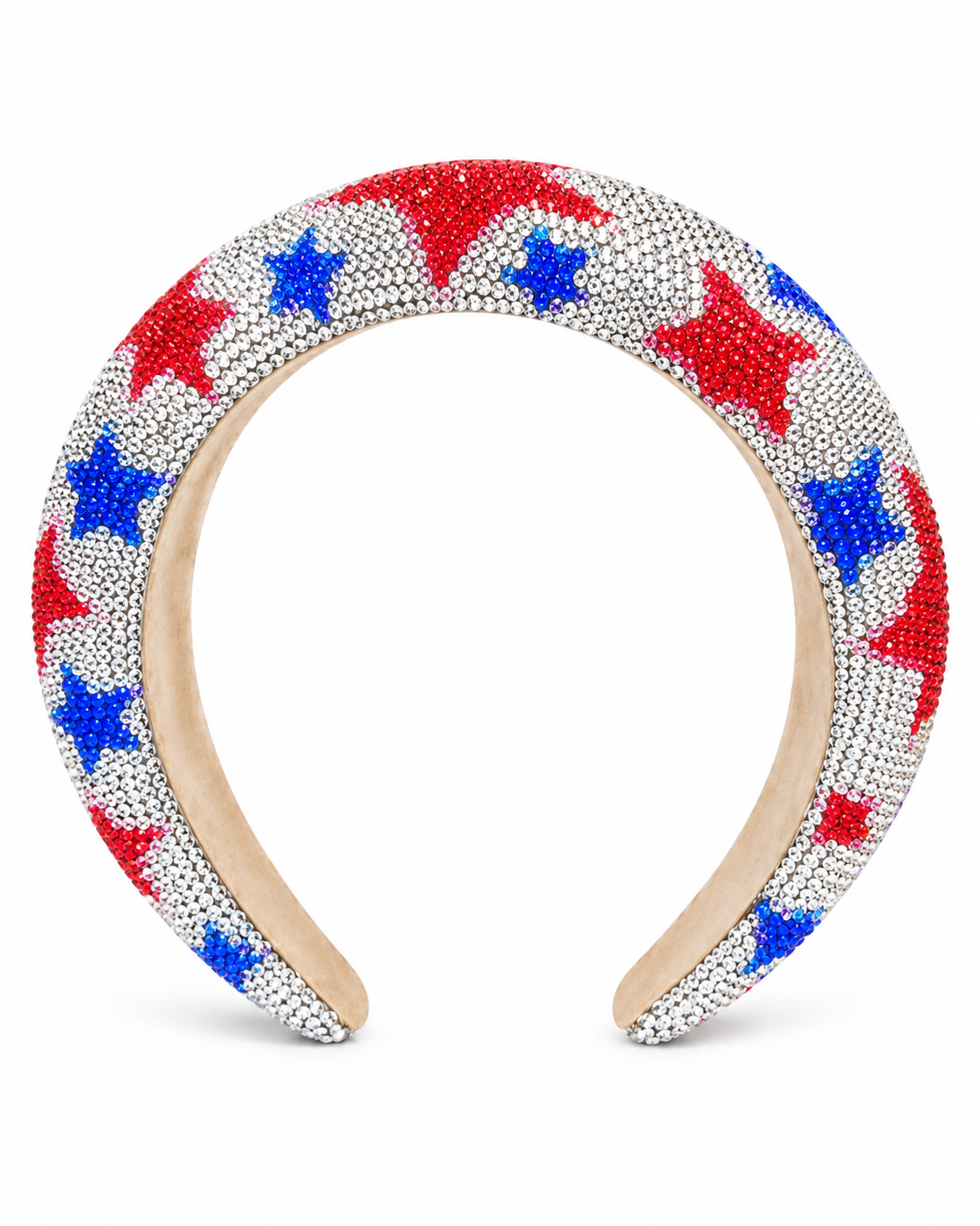 Glam Bam Americana Rhinestone Padded Headband – Red, White & Blue Stars