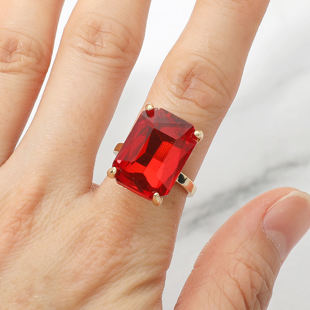 Emerald Radiance Adjustable Crystal Statement Ring
