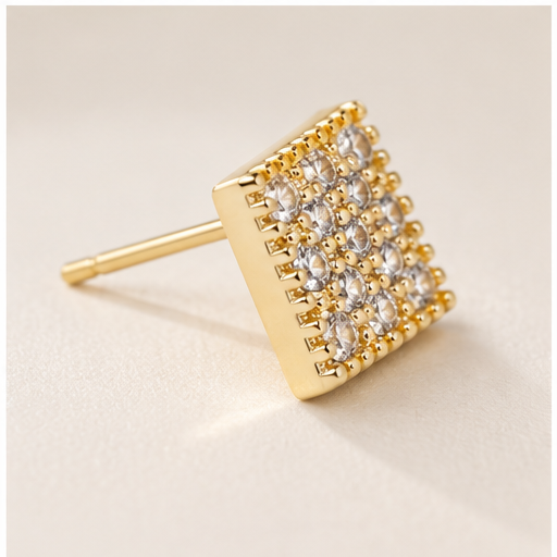 Golden Hour Pavé CZ Square Mini Stud Earrings