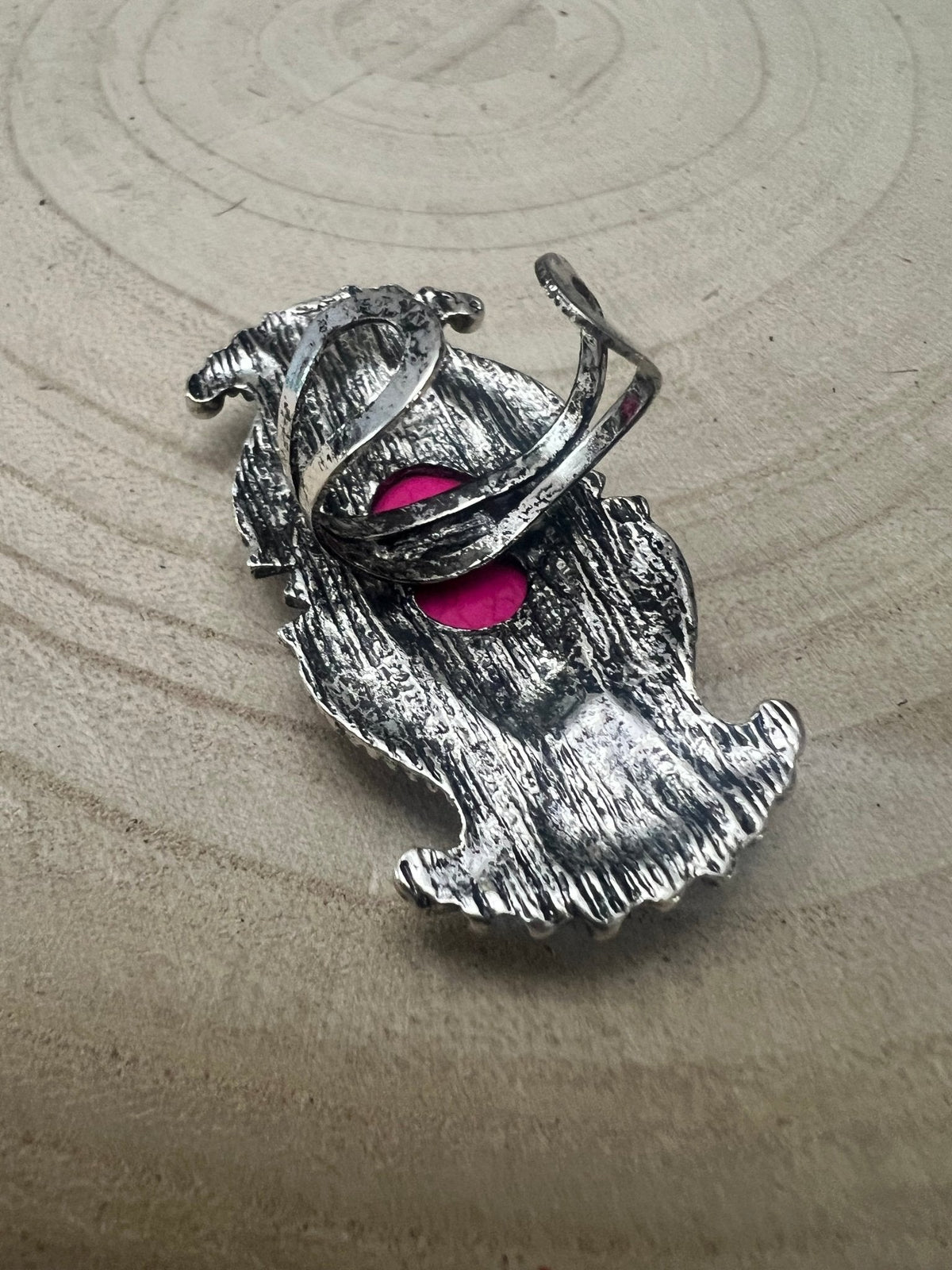 Back view of Western Style adjustable concho ring with pink crackle stone