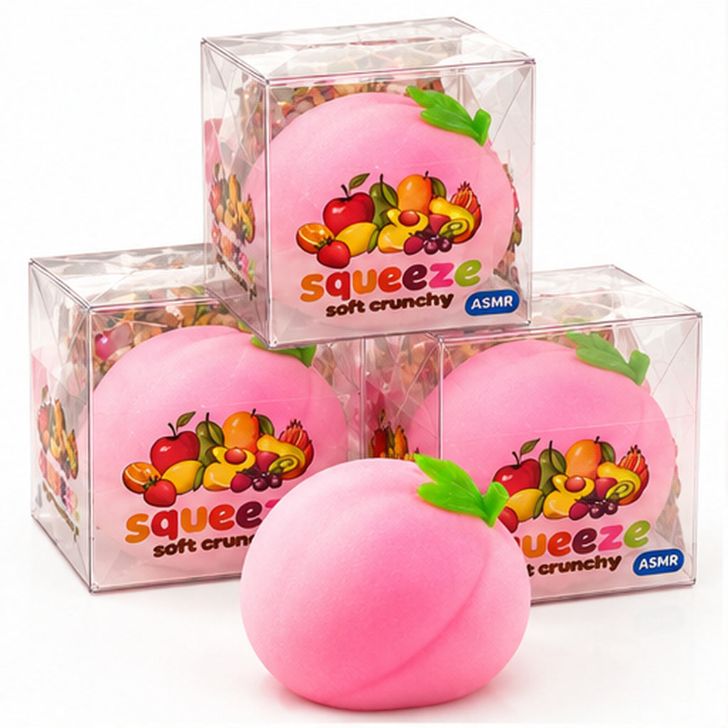 Peach Crunchy Squishy Toy | Stretchy ASMR Stress Ball