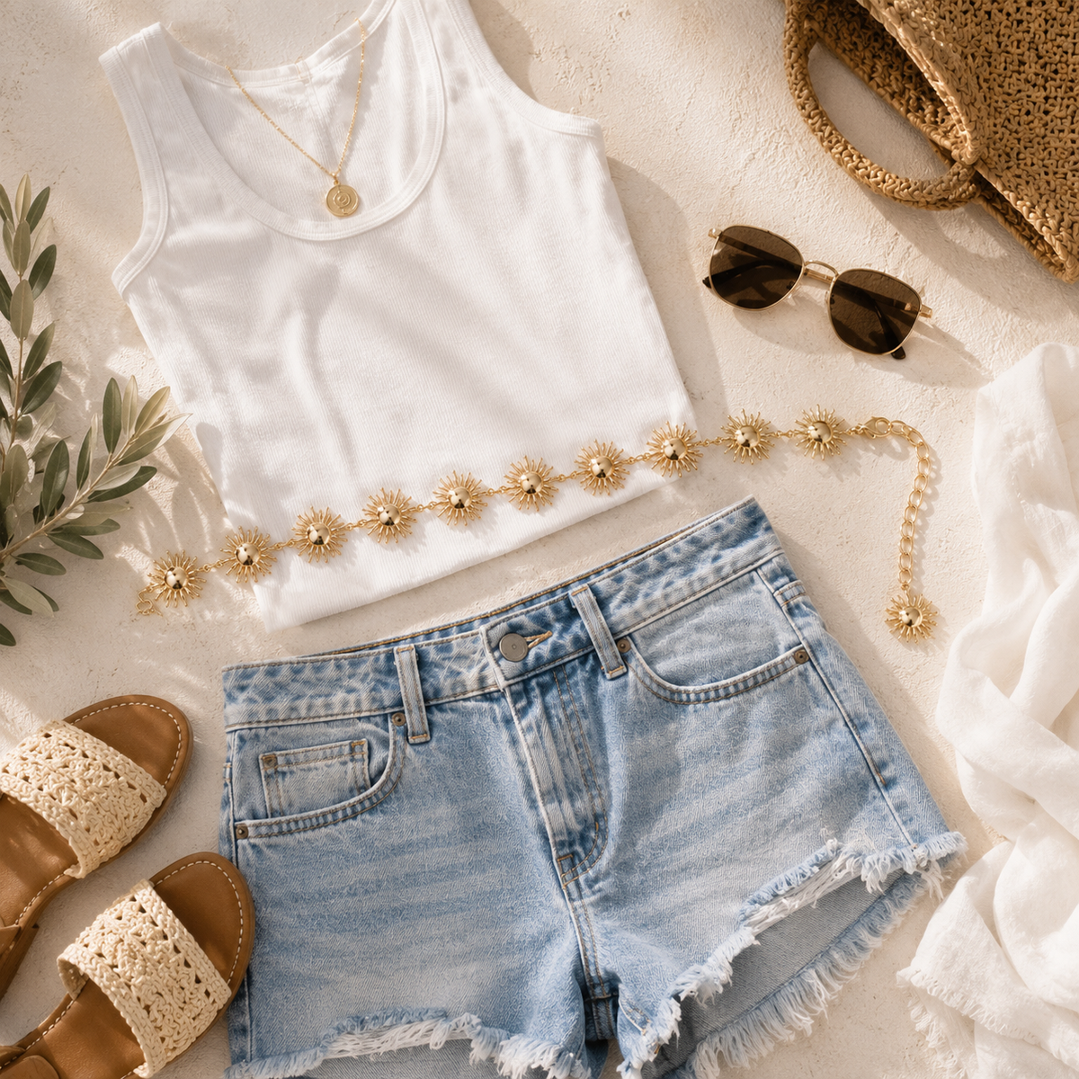 Golden Hour Sunburst Chain Belt