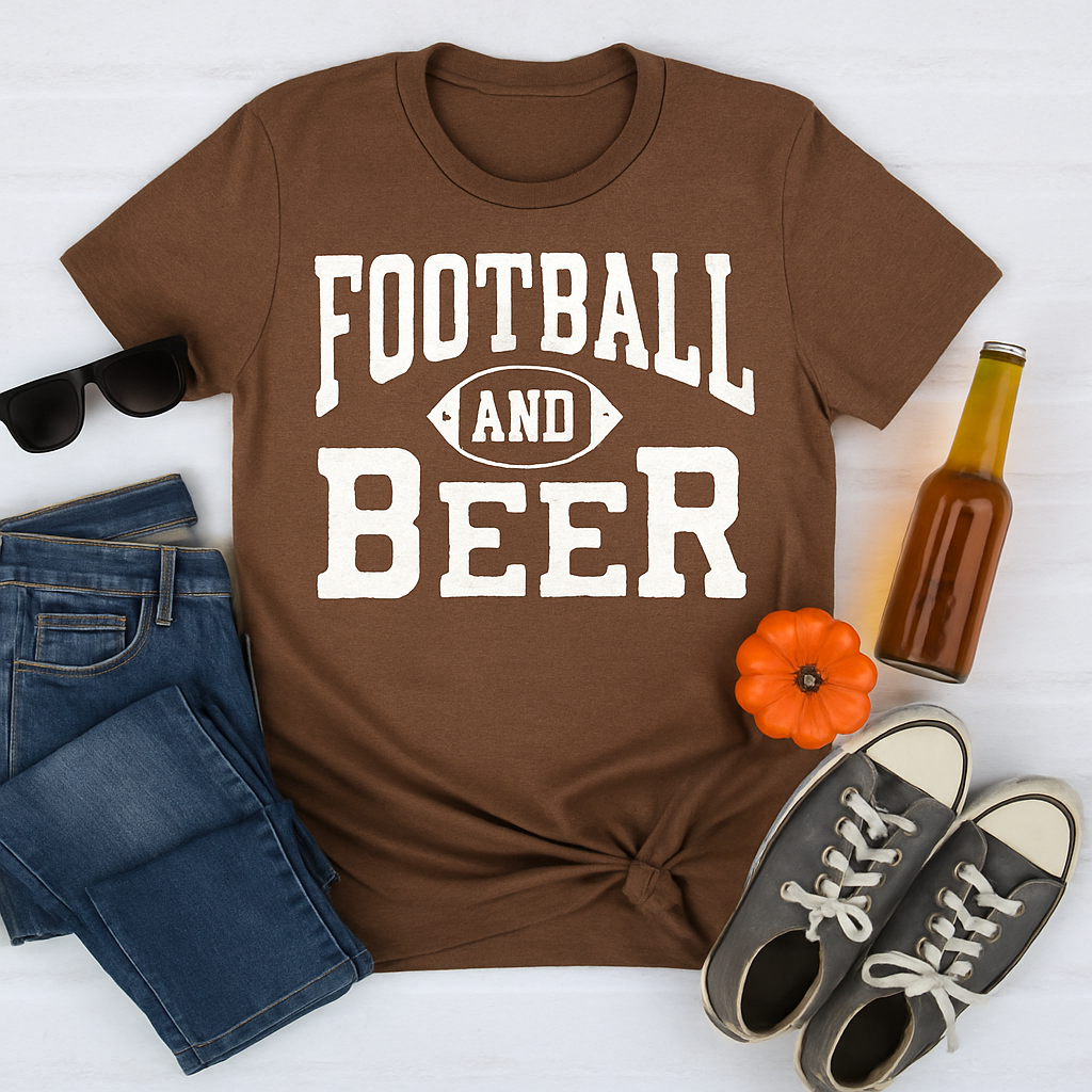 Game Day Graphic Tee – Football & Beer Unisex Tee