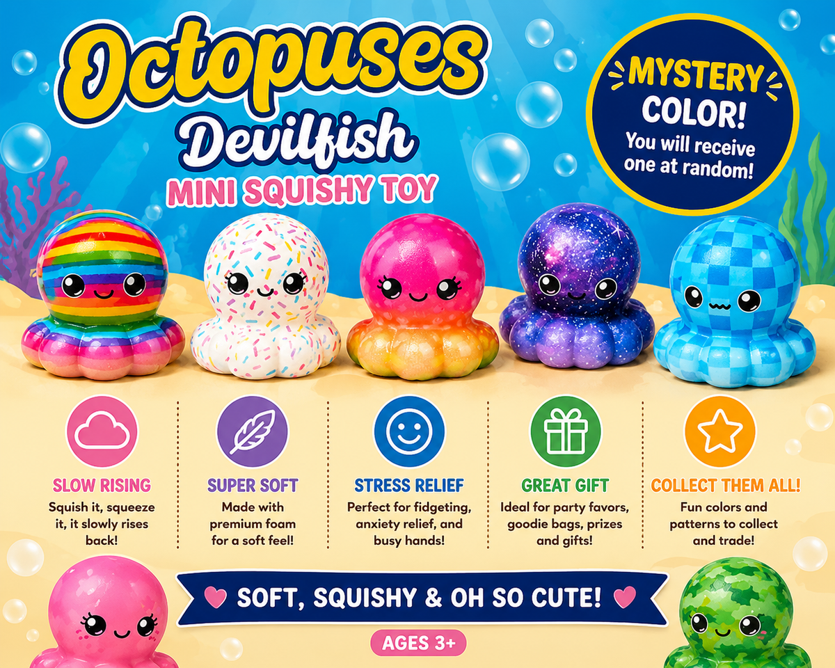 Mystery Mini Octopus Squishy Toy – Random Color