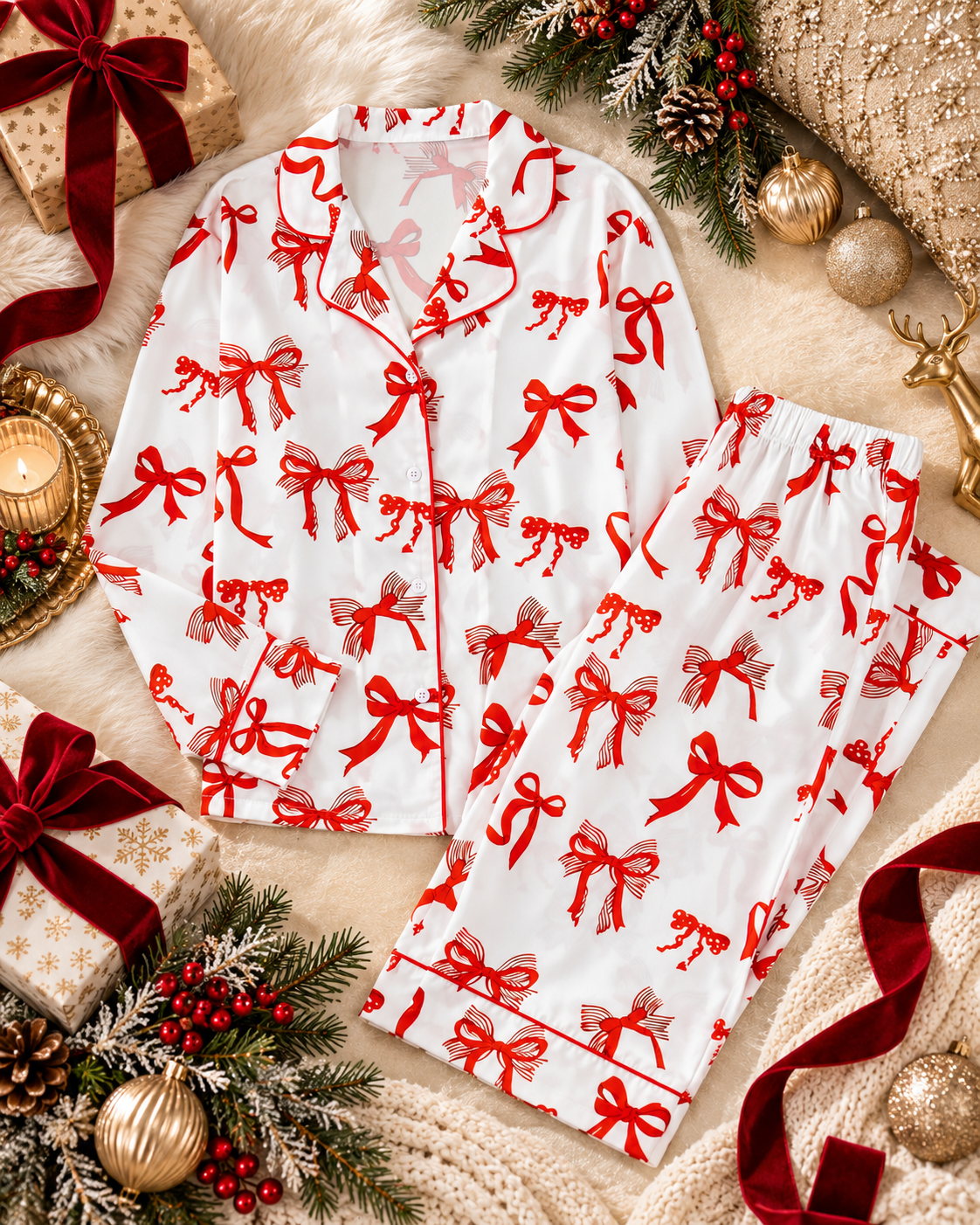 Wrapped in Christmas Bow Pajama Set