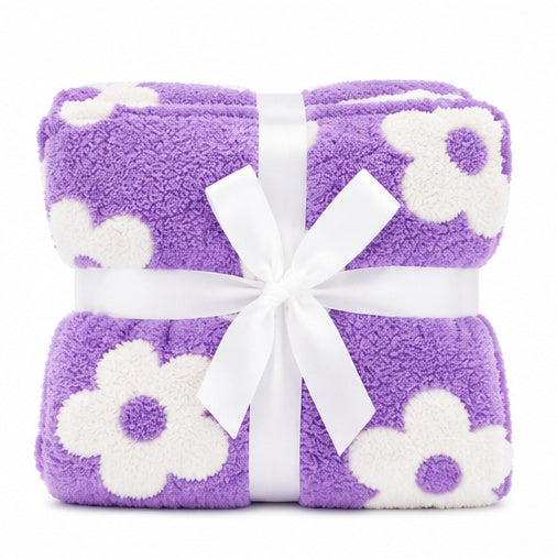 Lilac & Coconut Flower Plush Cozy Throw Blanket