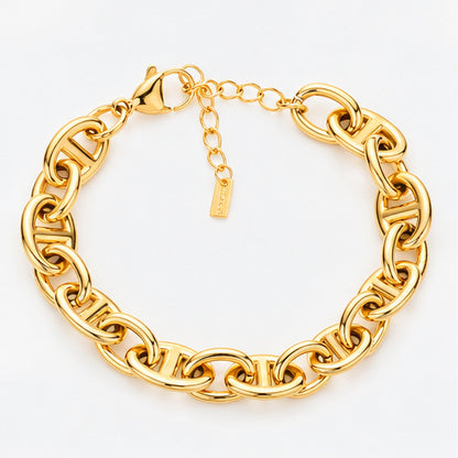 Golden Equestrian Link Bracelet | 18K Gold-Dipped Stainless Steel