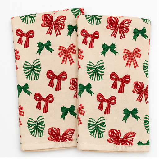 Christmas Bow Kitchen Towel Set – 2 Pieces