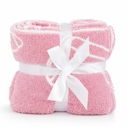 Pink Cowgirl Bow Cozy Throw Blanket