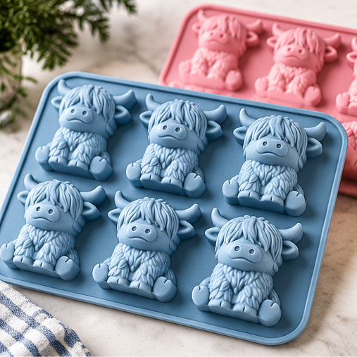 Highland Cow Silicone Ice Cube Mold — 6-Cavity Novelty Tray