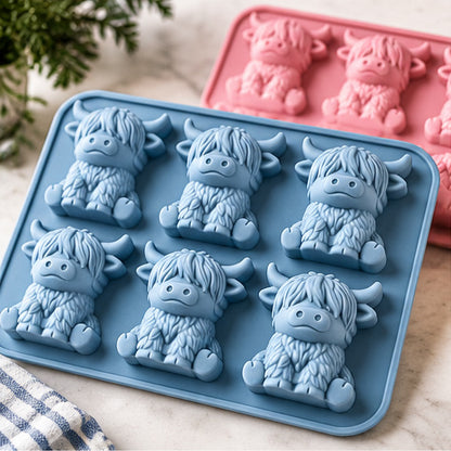 Highland Cow Silicone Ice Cube Mold — 6-Cavity Novelty Tray
