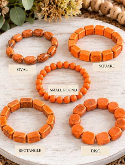Orange Crush Beaded Stretch Bracelet | Choose Your Style