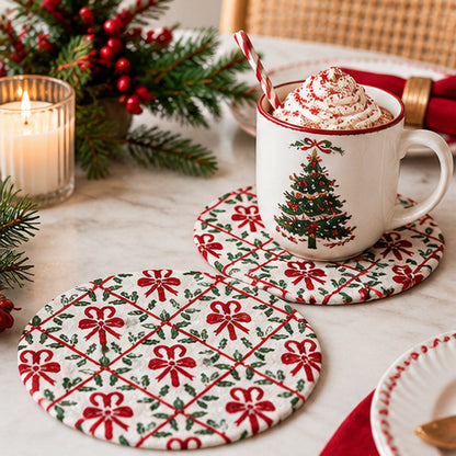 Vintage Christmas Quilted Mini Table Mats — Set of 2