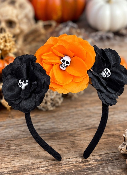 Spooky Blooms Skull & Rose Halloween Headband