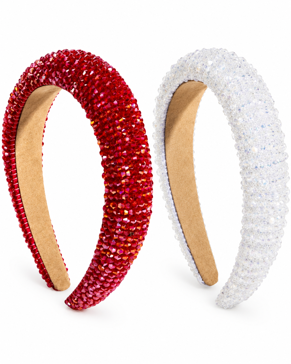 Give Her All the Glam Gemstone Beaded Padded Headband – Ruby Red & Crystal White