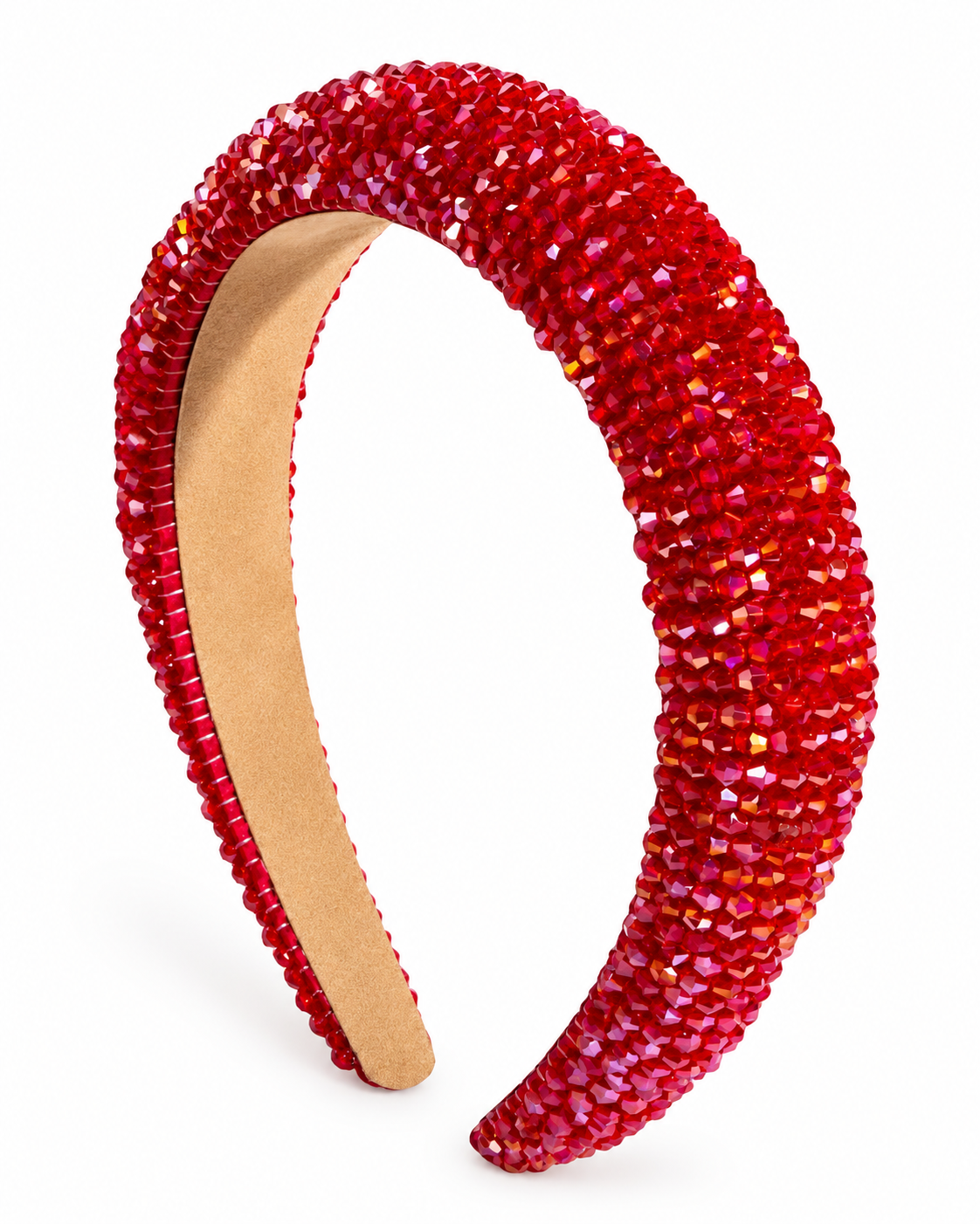 Give Her All the Glam Gemstone Beaded Padded Headband – Ruby Red & Crystal White