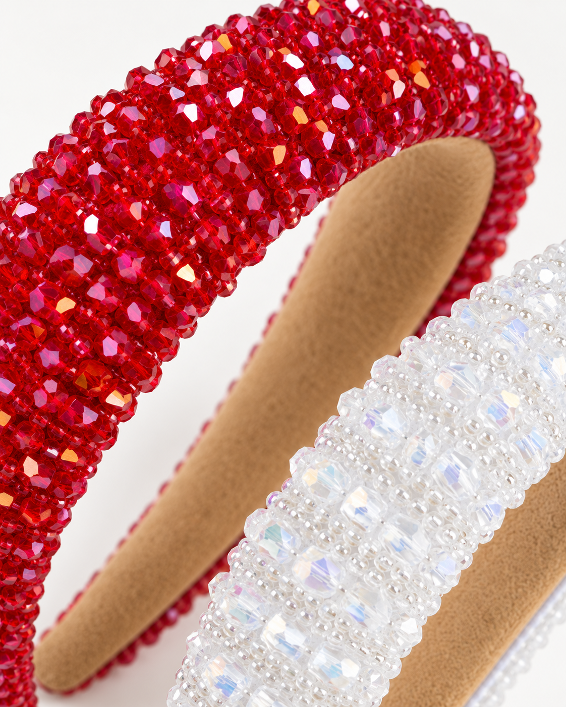 Give Her All the Glam Gemstone Beaded Padded Headband – Ruby Red & Crystal White