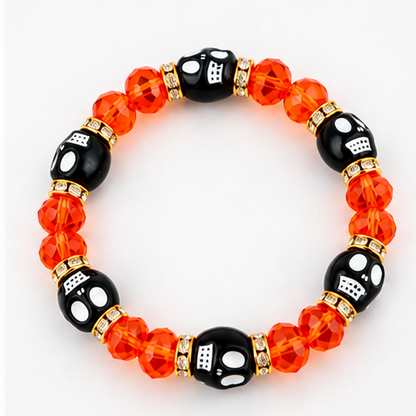 Adult Stretch Skull & Crystal Halloween Bracelets