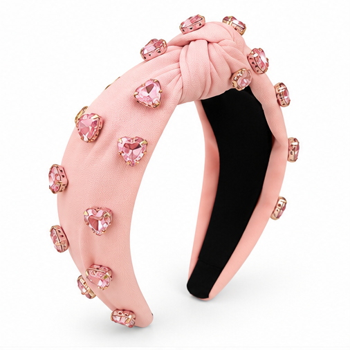 Giddy Up Glam Heart Crystal Top Knot Headband – Blush Pink & Hot Pink