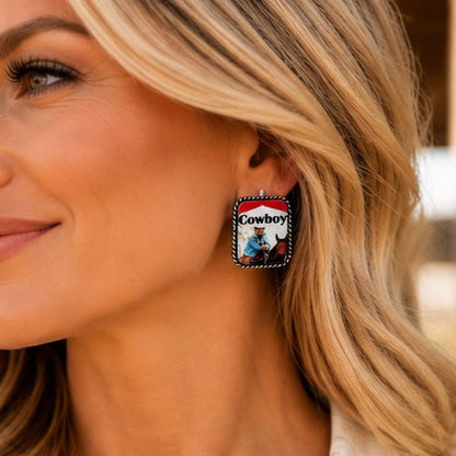 Vintage Cowboy Cigarette Stud Earrings | Western Statement