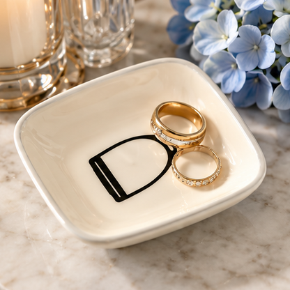 Equestrian Stirrup Ceramic Trinket Dish – Ivory White