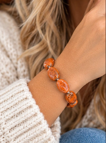 Orange Crush Beaded Stretch Bracelet | Choose Your Style