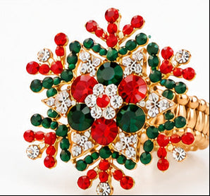 Crystal Snowflake Statement Stretch Ring — Gold & Silver