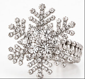 Crystal Snowflake Statement Stretch Ring — Gold & Silver