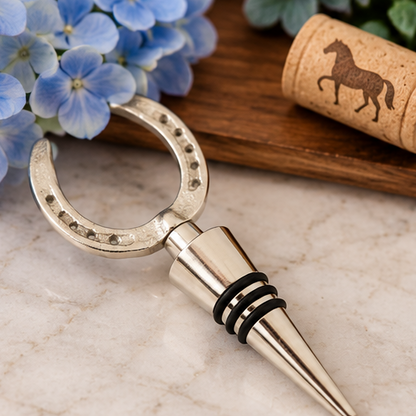 Huntley Equestrian Silver Horseshoe Wine Bottle Stopper