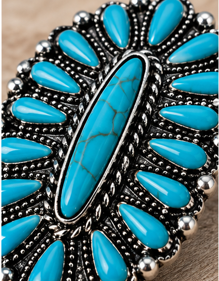Faux Turquoise Cluster Wild Rag Scarf Slide