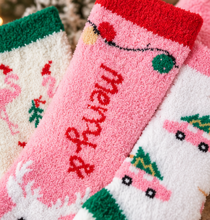 Merry and Bright Cozy Christmas Fuzzy Socks – 3-Pair Gift Set