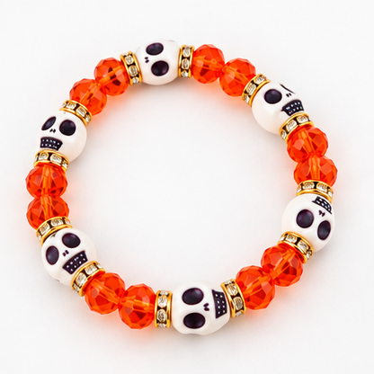 Adult Stretch Skull & Crystal Halloween Bracelets