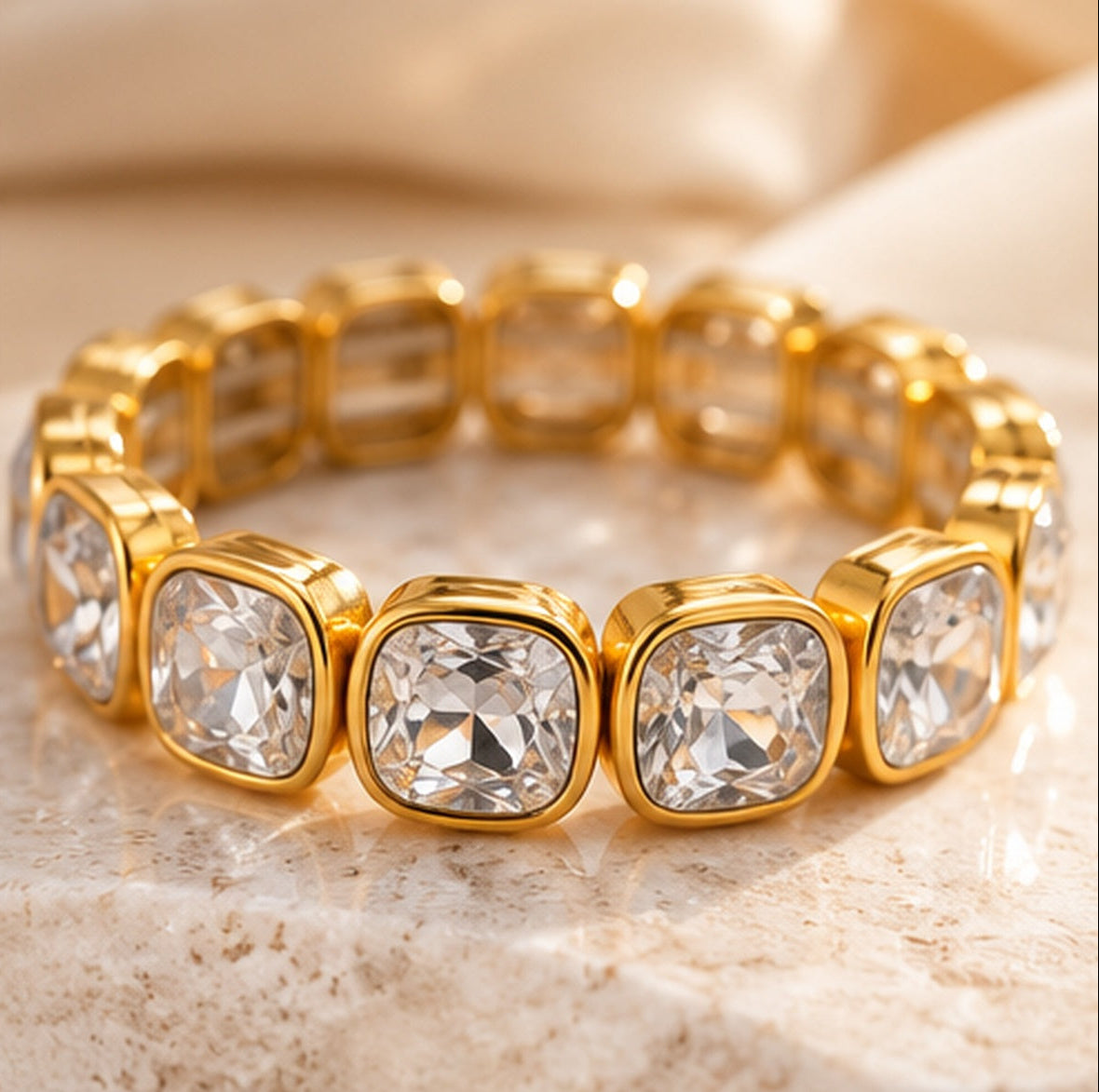Golden Hour Crystal & Charm Bracelet Stack | 2-Piece Set