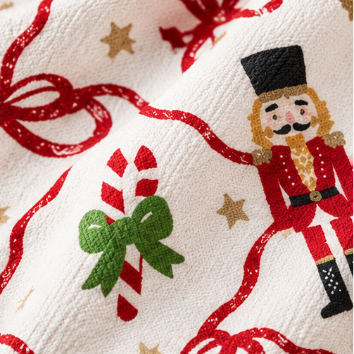 Christmas Nutcracker & Ribbon Bow Kitchen Towel Set — 2 Pack