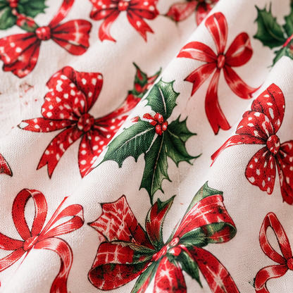 Christmas Bow Ribbon Apron | Festive Holiday Kitchen Apron