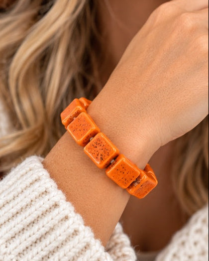 Orange Crush Beaded Stretch Bracelet | Choose Your Style
