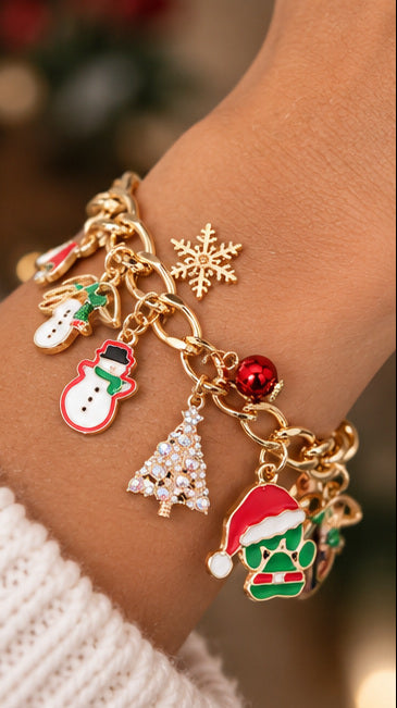 Merry Little Moments Christmas Charm Bracelet | Gold-Tone