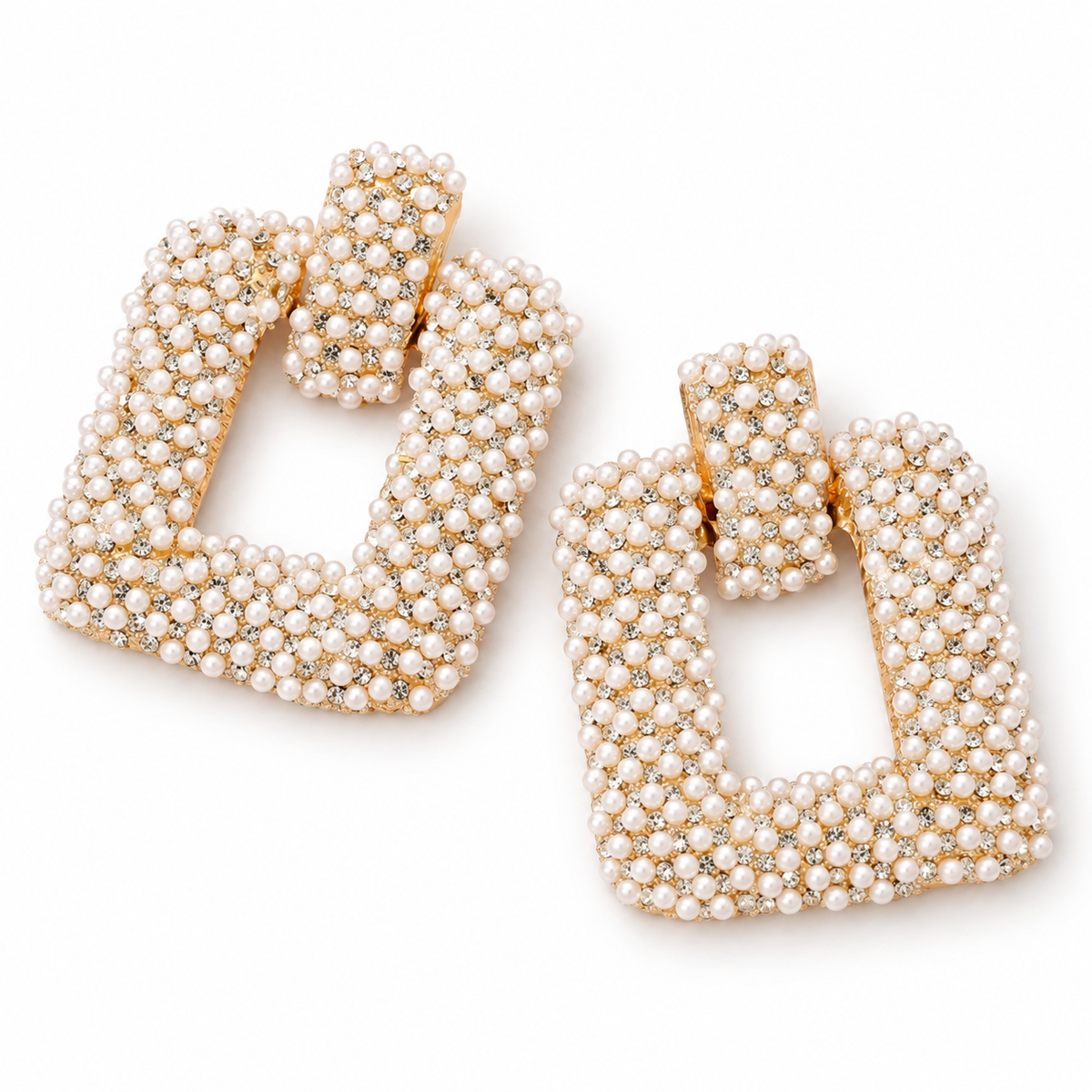 Pearl After Dark Square Statement Earrings